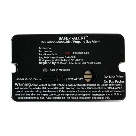 SAFE-T-ALERT 45-Series Combo Carbon Monoxide Propane Alarm Surface Mount - Black 45-741-BL